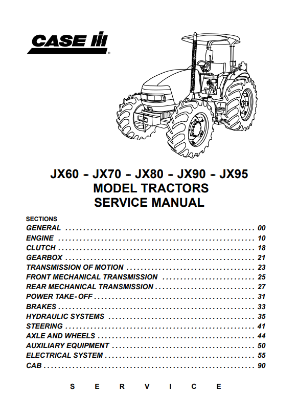 Manual de Reparación Tractor Case JX60, JX70, JX80, JX90, JX95