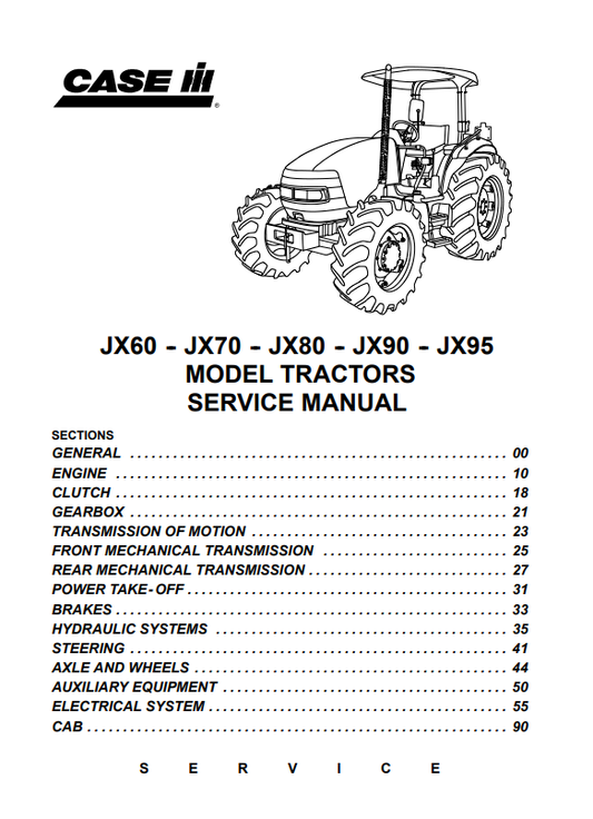 Manual de Reparación Tractor Case JX60, JX70, JX80, JX90, JX95
