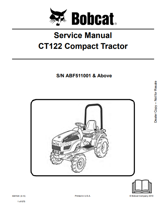 Manual de Reparación Tractor Compacto Bobcat CT122