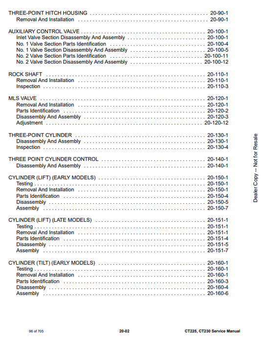 Manual de Reparación Tractor Compacto Bobcat CT225, CT230