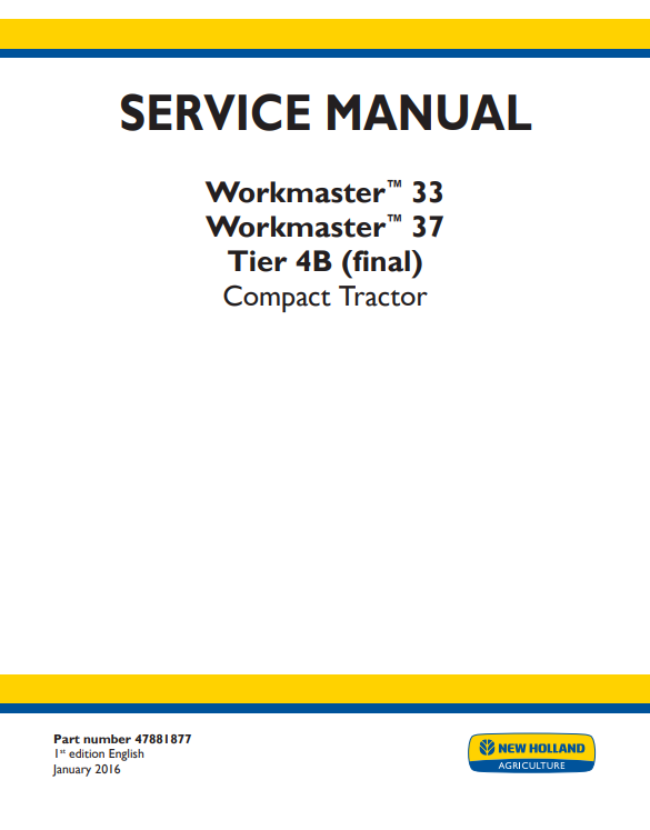 Manual de Reparación Tractor Compacto New Holland 33, 37 Tier 4B
