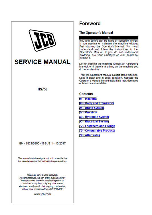 Manual de Reparación Transmisión JCB HS750