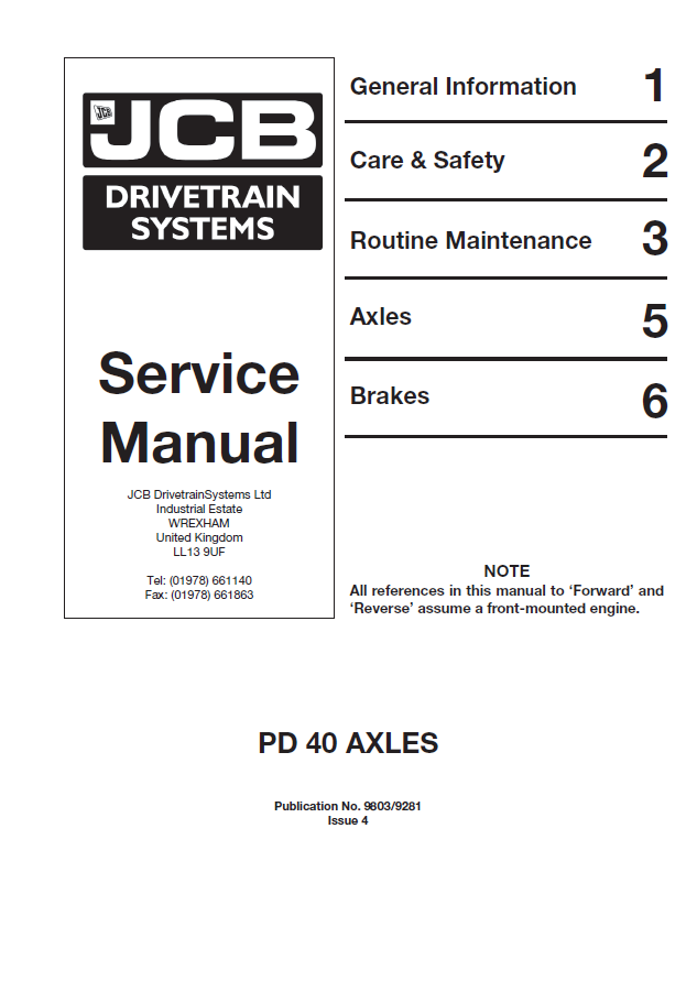 Manual de Reparación Transmisión Mecanica JCB PD40 EJES