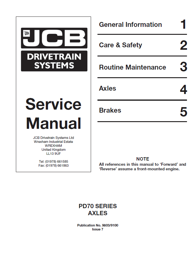 Manual de Reparación Transmisión Mecanica JCB PD70