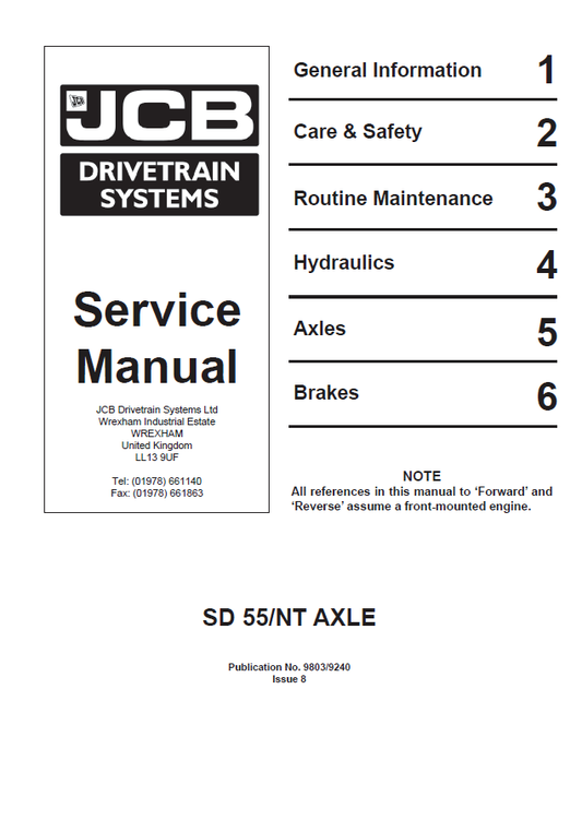 Manual de Reparación Transmisión Mecanica JCB SD55 NT