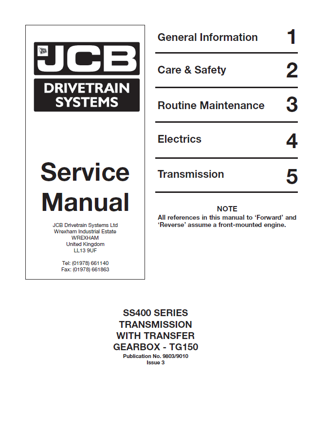 Manual de Reparación Transmisión Mecanica JCB SERIE SS400