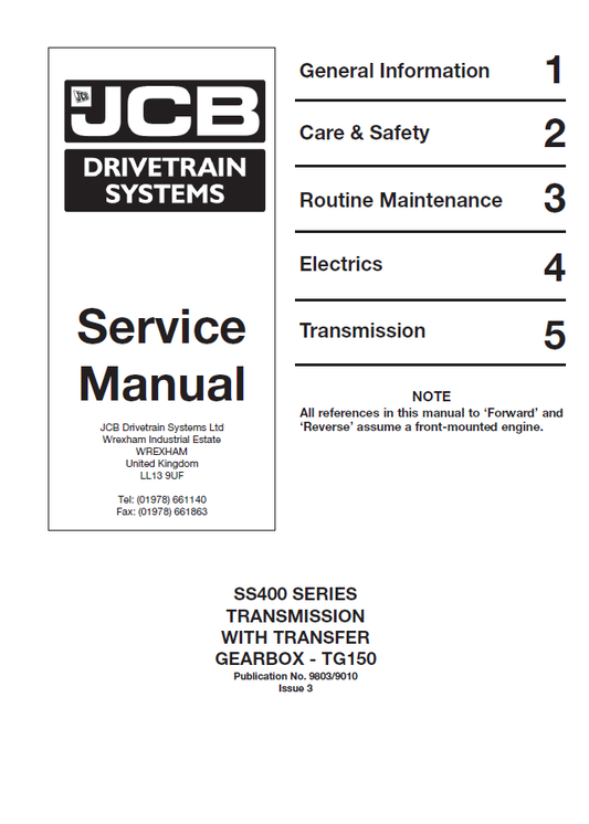 Manual de Reparación Transmisión Mecanica JCB SERIE SS400