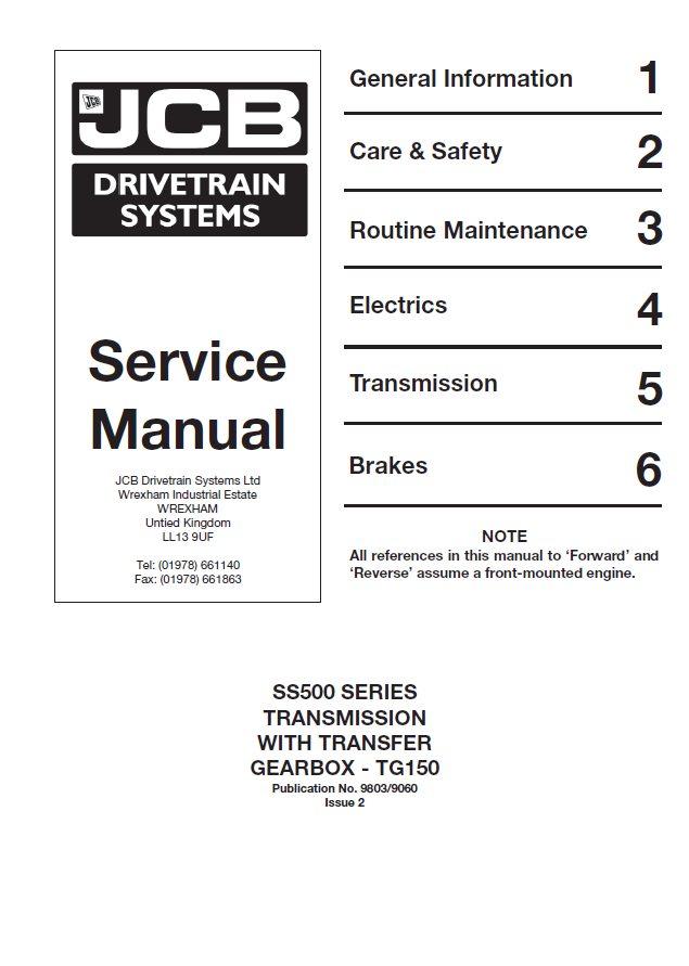 Manual de Reparación Transmisión Mecanica JCB SERIE SS500