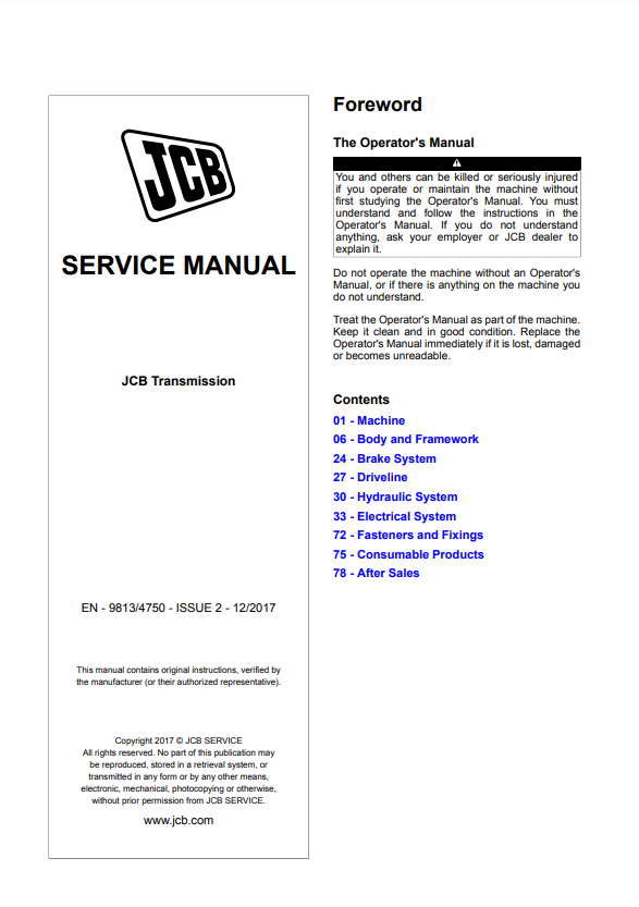 Manual de Reparación Transmisión (General) JCB