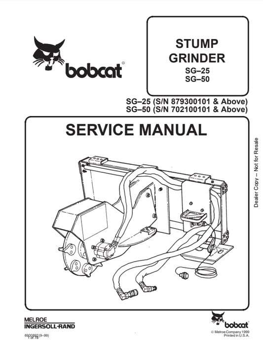 Manual de Reparación Trituradora de Tocones Bobcat SG25, SG50