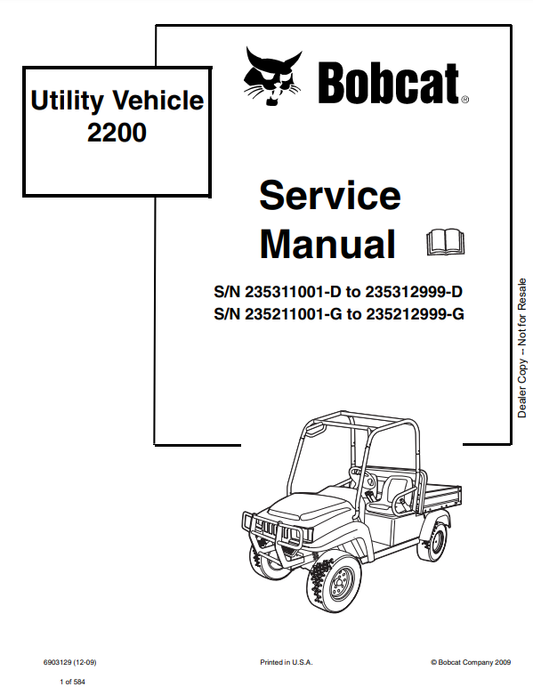 Manual de Reparación Vehiculo Utilitario Bobcat 2200