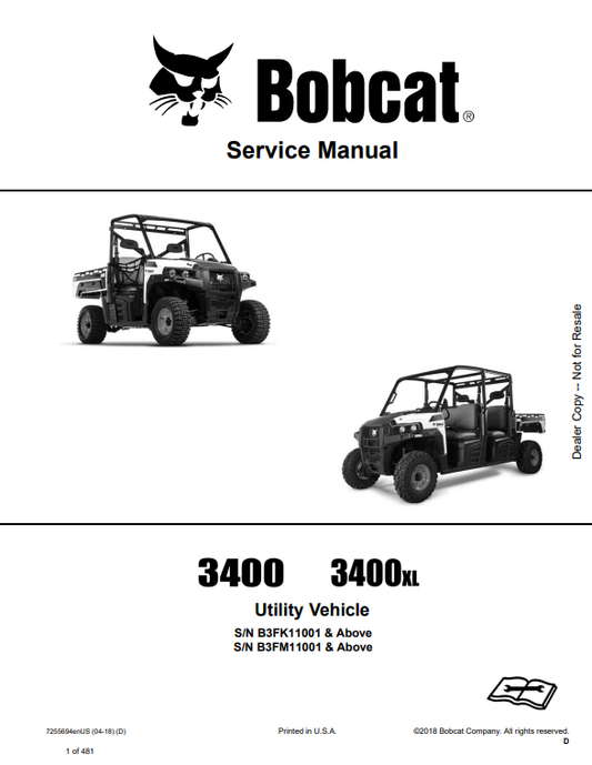 Manual de Reparación Vehiculo Utilitario Bobcat 3400, 3400XL