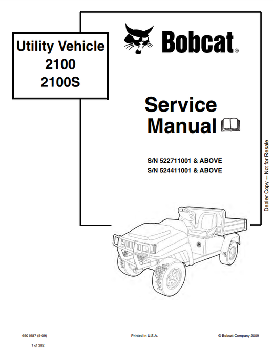 Manual de Reparación Vehiculos Utilitarios Bobcat 2100, 2100S