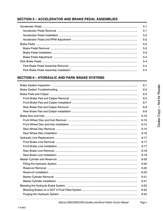 Manual de Reparación Vehiculos Utilitarios Bobcat 2200, 2200S, 2300