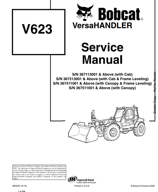 Manual de Reparación VersaHandler Bobcat V623