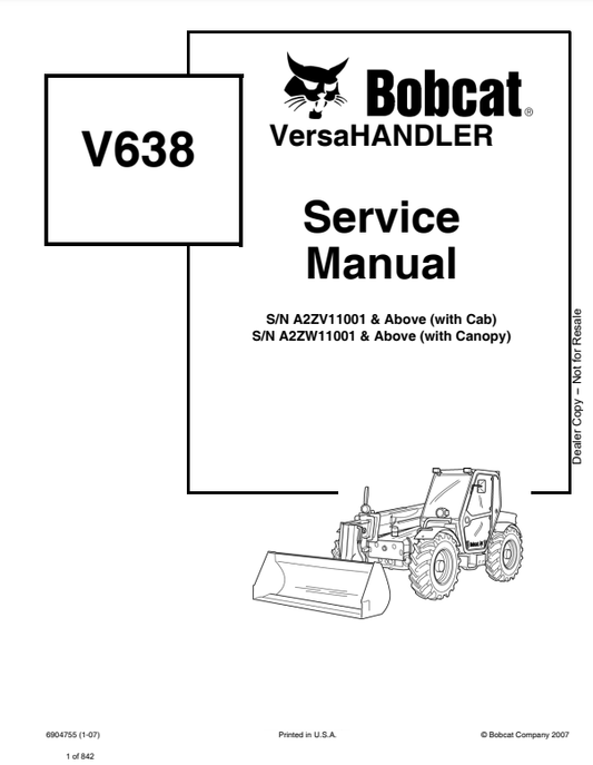 Manual de Reparación VersaHandler Bobcat V638