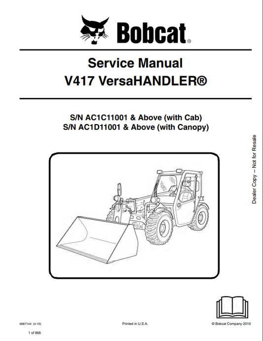 Manual de Reparación Versahandler Bobcat 417