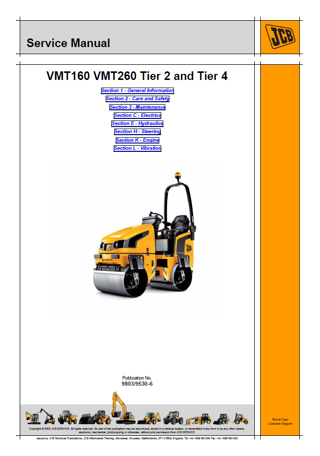 Manual de Reparación Vibrocompactador JCB VMT160 VMT260 Tier 2 y Tier 4