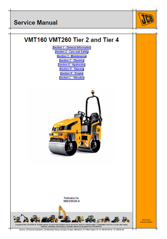 Manual de Reparación Vibrocompactador JCB VMT160 VMT260 Tier 2 y Tier 4
