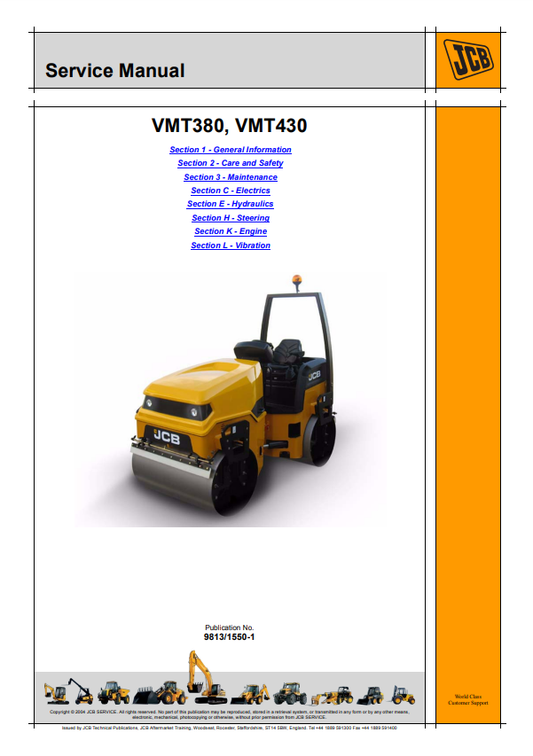 Manual de Reparación Vibrocompactador JCB VMT380, JCB VMT430