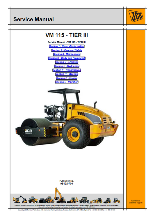 Manual de Reparación Vibrocompactador JCB Vibromax VM 115 Tier III