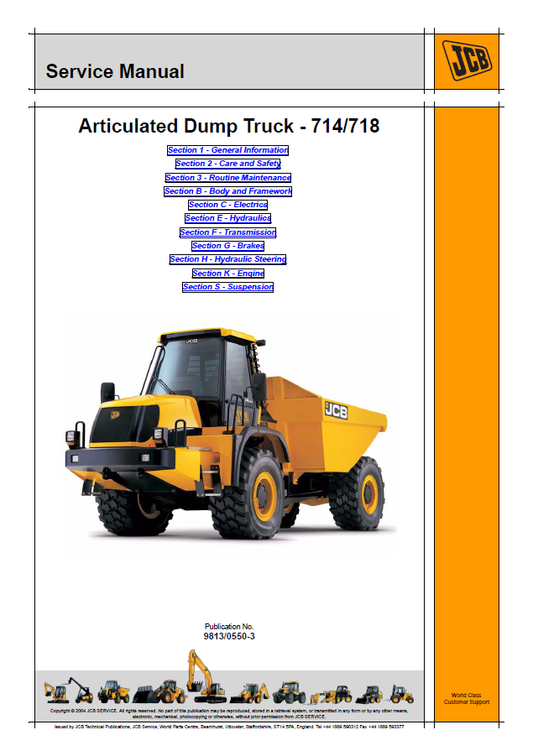 Manual de Reparación Volqueta Articulada JCB 714, 718