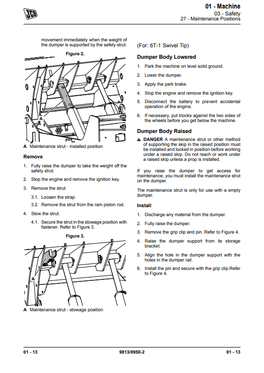 Manual de Reparación Volqueta de Punta Alta  JCB 6T-1, punta giratoria 6T-1, punta delantera de alta visibilidad 7T-1, punta delantera 9T-1