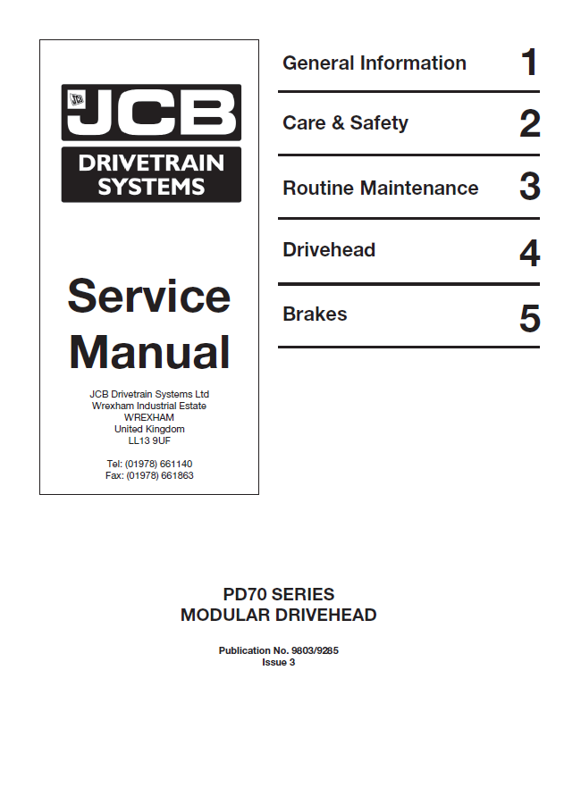 Manual de Reparación de Eje con Cabezal de Transmisión Modular JCB Serie PD70