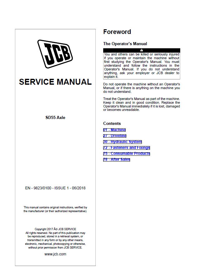 Manual de Reparación del Eje JCB SD 55