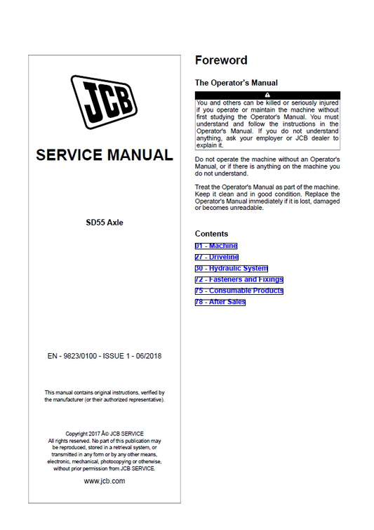 Manual de Reparación del Eje JCB SD 55