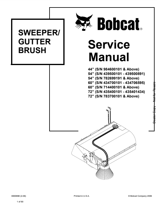Manual de Reparación Bobcat Sweeper Gutter Bruch