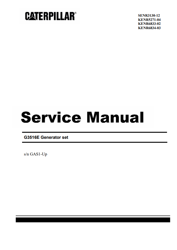Manual de Reparación del Servicio del Grupo Electrógeno Caterpillar G3516E