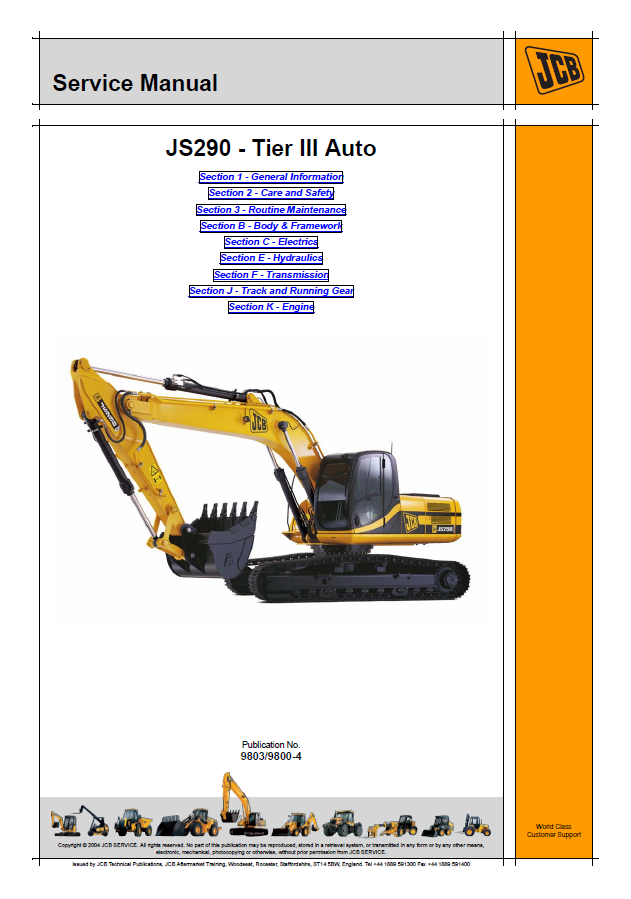 Manual de Reparación Excavadora JCB JS290 Tier III