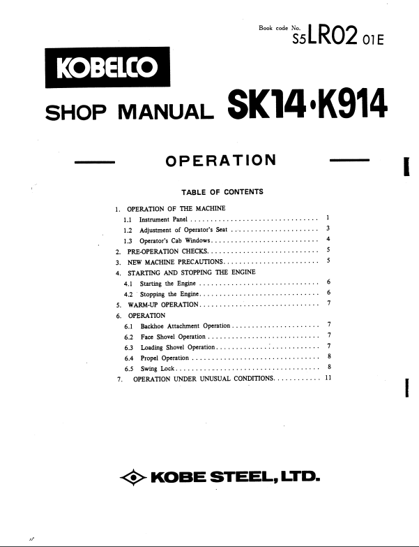 Manual de Reparacón Excavadora Kobelco SK14 , K914