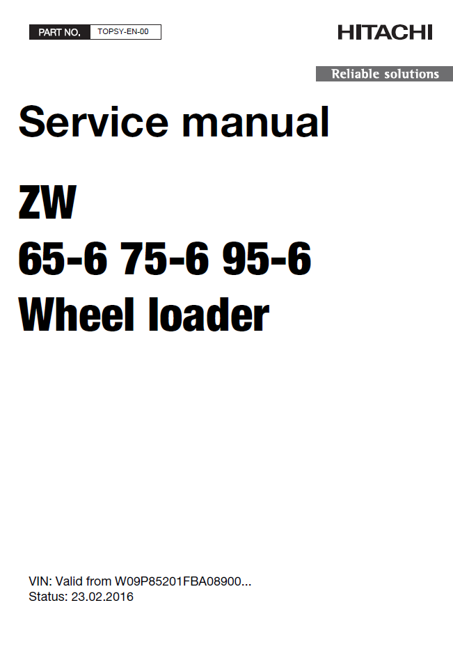 Manual de Servicio Cargador Hitachi ZW65-6, ZW75-6, ZW95-6