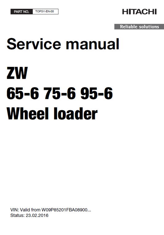 Manual de Servicio Cargador Hitachi ZW65-6, ZW75-6, ZW95-6
