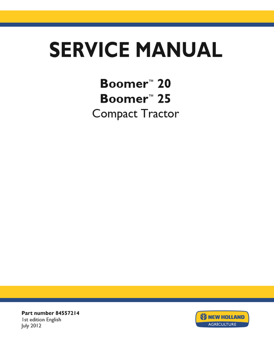 Manual de Servicio Tractor Compacto New Holland Boomer20, Boomer25