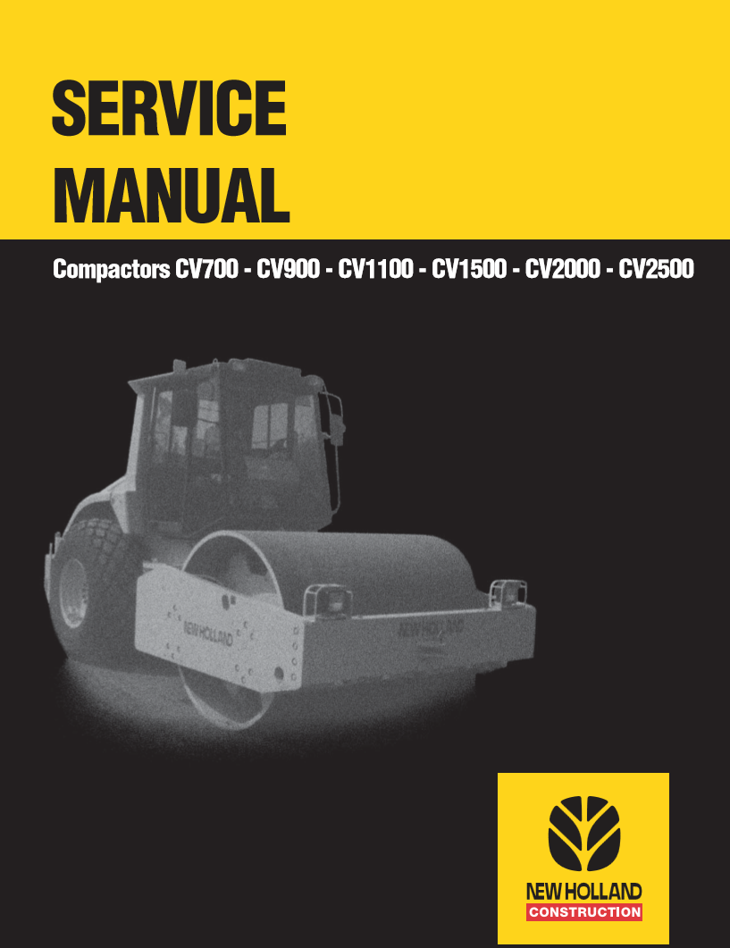 Manual de Servicio Vibrocompactador New Holland CV700, CV900, CV1100, CV1500, CV2000, CV2500