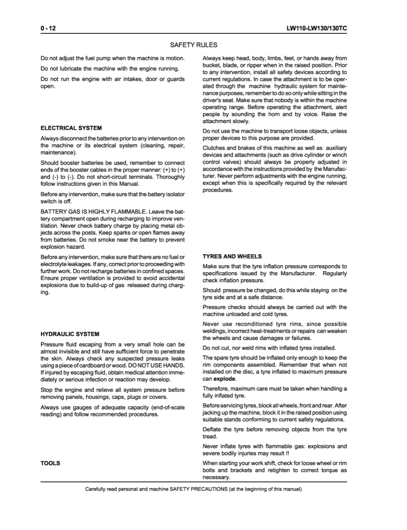 Manual de Servicios Cargador New Holland LW110, LW130, LW130TC