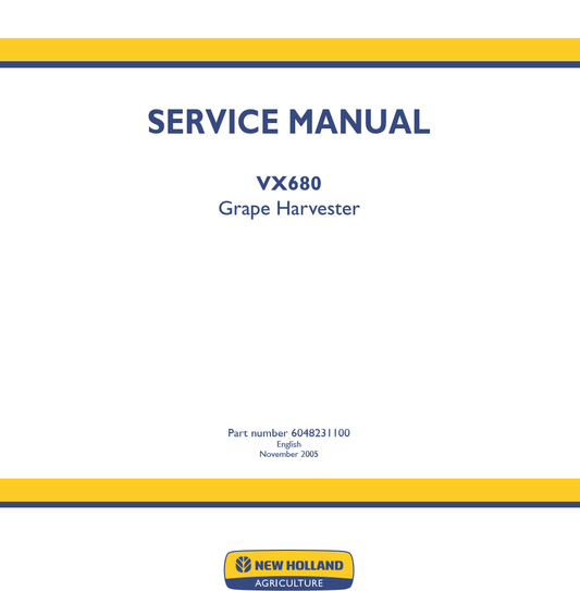 Manual de Servicios Cosechadora de Uvas New Holland VX680