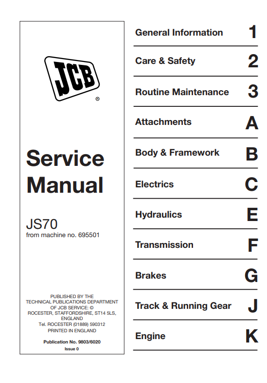 Manual de Servicios Excavadora JCB JS70