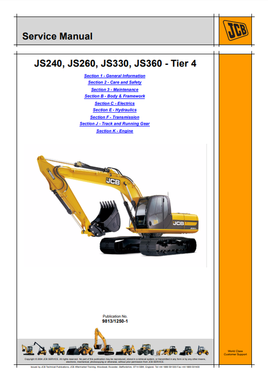 Manual de Servicios Excavadora JCB JS240, JS260, JS330, JS360 Tier 4
