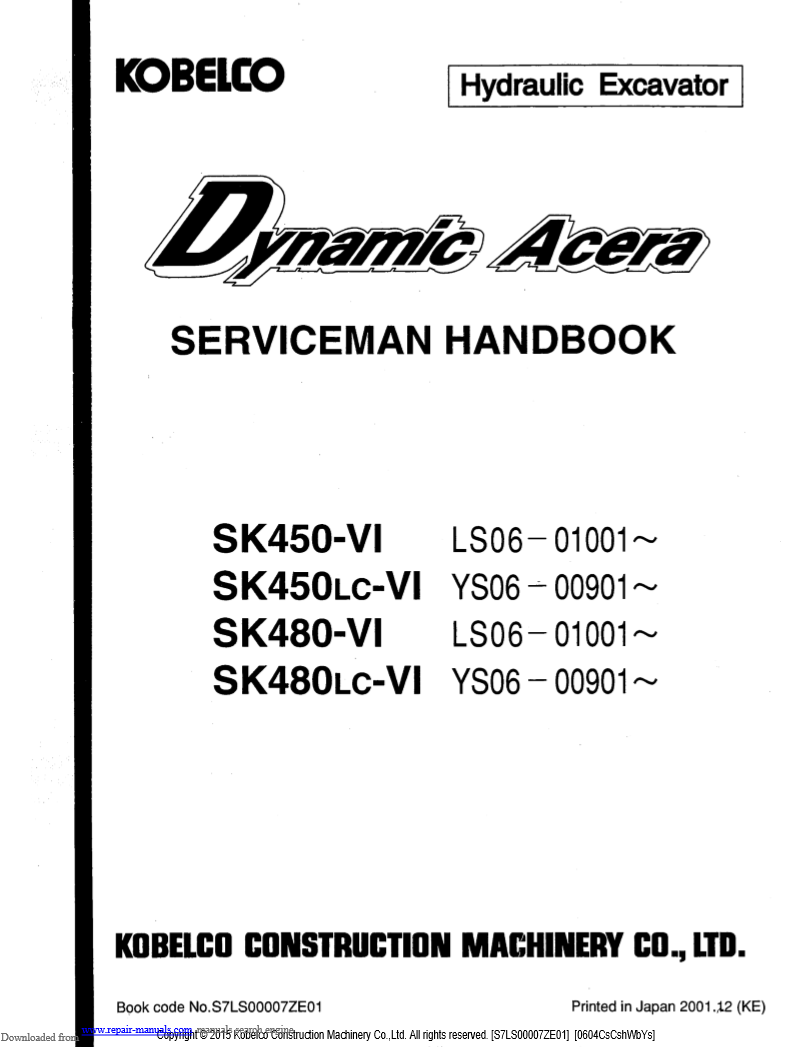 Manual de Servicios Excavadora Kobelco Dynamic Acera SK450-VI
