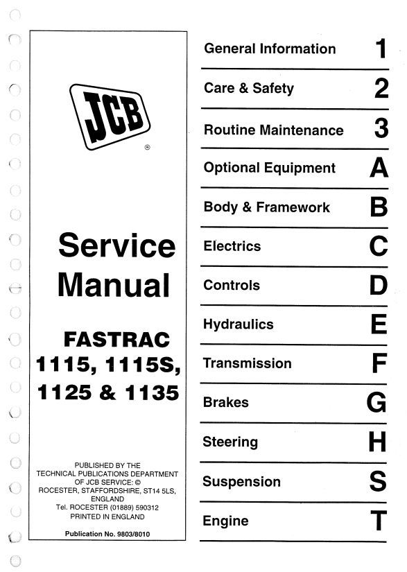 Manual de Servicios Fastrac JCB 1115, 1115S, 1125 y 1135