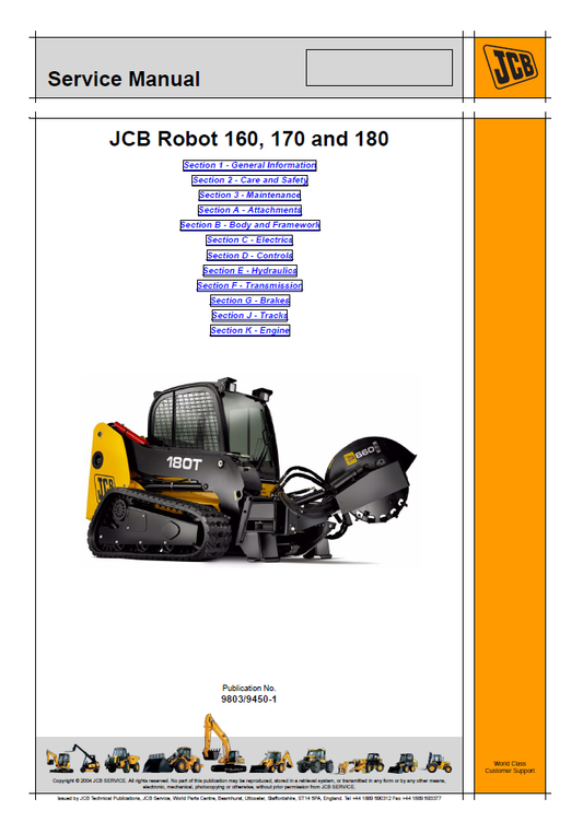 Manual de Servicios Miniexcavadora JCB Robot 160, 170 y 180