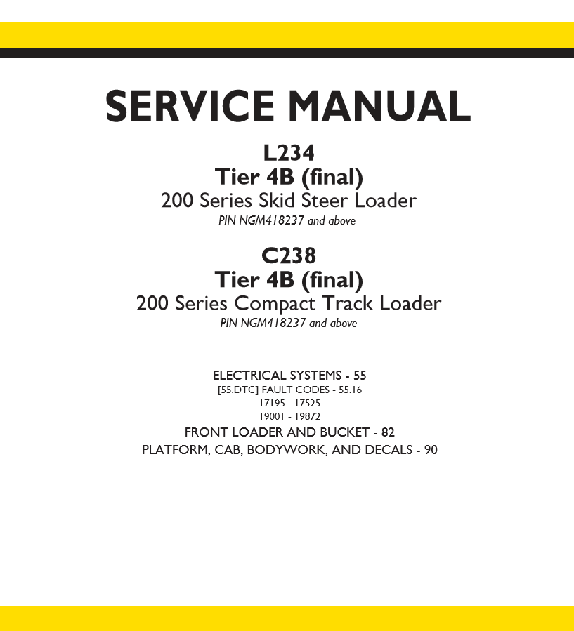 Manual de Servicios Minicargador New Holland L234 Tier 4B (final) 200 Series - C238 Tier 4B (final) 200 Series