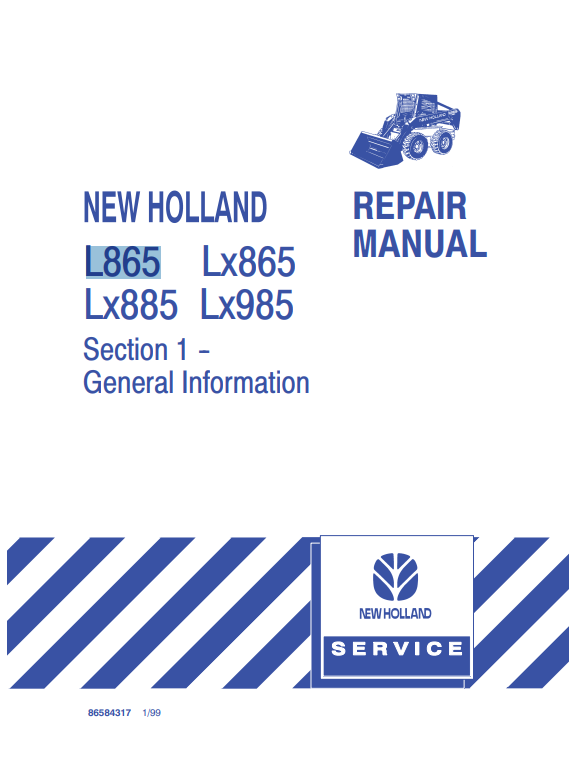Manual de Servicios Minicargador New Hoolland L865, LX865, LX885, LX985