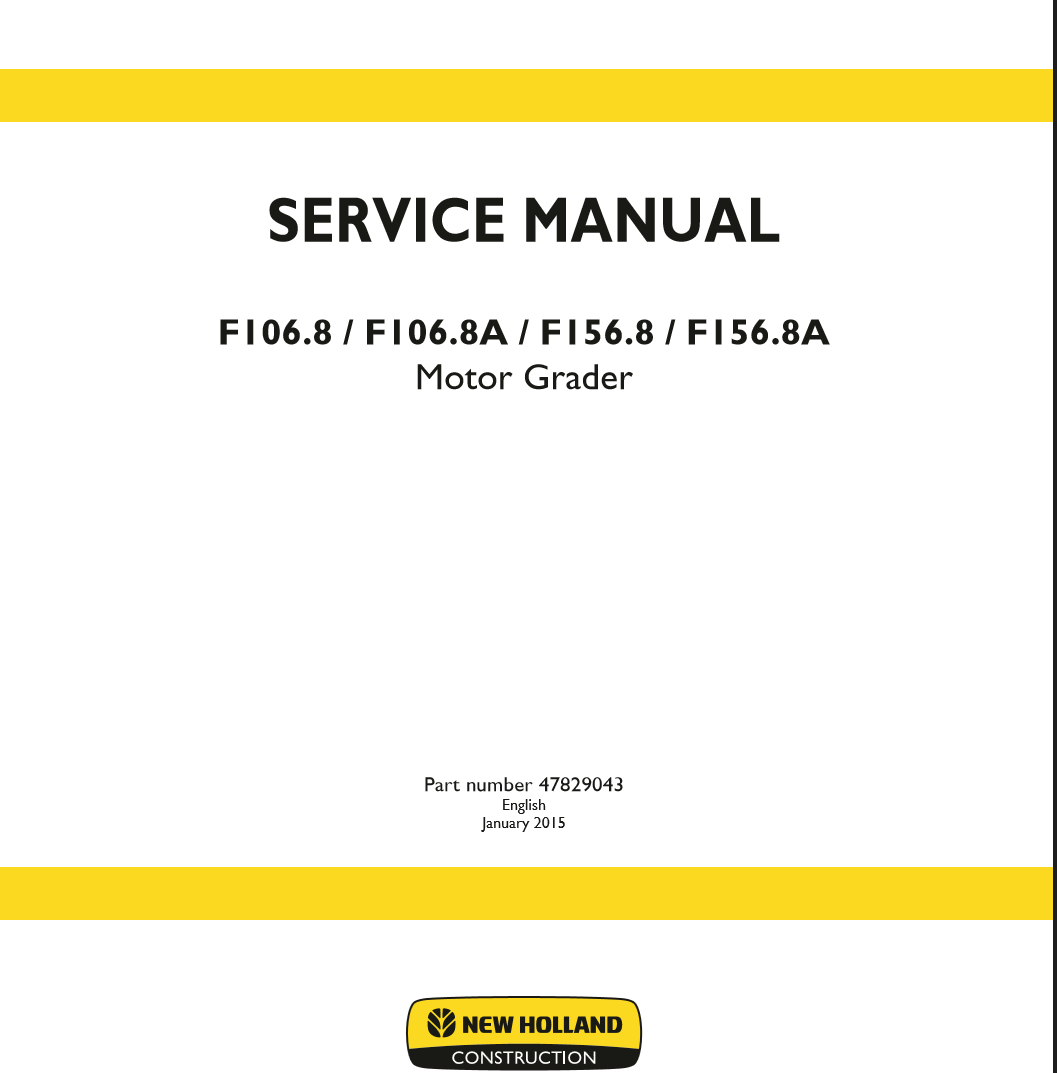 Manual de Servicios Motoniveladora New Holland F106.8, F106.8A, F156.8, F156.8A