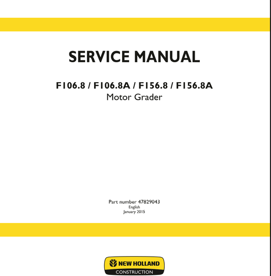Manual de Servicios Motoniveladora New Holland F106.8, F106.8A, F156.8, F156.8A
