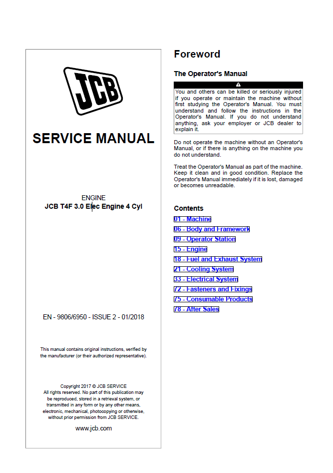 Manual de Servicios Motor Eléctrico JCB T4F 3.0 4 Cilindros